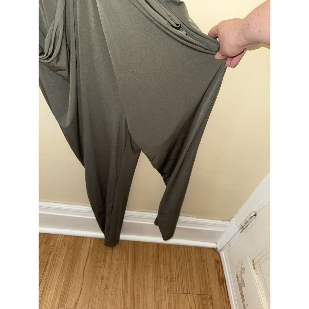 BCBGeneration Olive Green Harem Draped Pocket Jumpsuit Size M - Picture 6 of 10